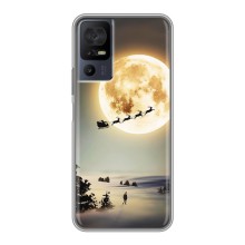 Новогодние, Праздничные Чехлы для TCL 40 SE - 2024 год (Санта на луне)