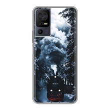 Новогодние, Праздничные Чехлы для TCL 40 SE - 2024 год (Зимний поезд)