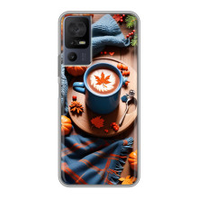 Чехол с уникальным дизайном «Осень с кофе» для TCL 40 SE – Кофе и тыквы