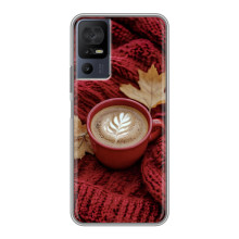 Чехол с уникальным дизайном «Осень с кофе» для TCL 40 SE – Кофе на пледе