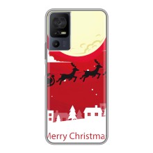 Рождественские Чехлы для TCL 40 SE (VPrint) (Санта с оленями)