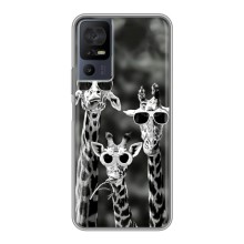Силиконовый чехол с КАРТИНКАМИ лето для TCL 40 SE (AlphaPrint) (Жирафы в очках)