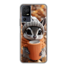 Печатный чехол «Зверята с кофе» для TCL 40 SE