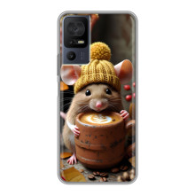 Печатный чехол «Зверята с кофе» для TCL 40 SE – Медведь с кофе