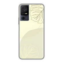 Чохол квітковий дизайн для TCL 50 5G – Зелений фон