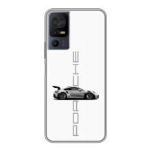 Чехол с авто Порше для TCL 50 5G – белый Порше