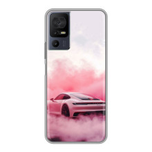 Чехол с авто Порше для TCL 50 5G – Розовый Порше