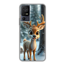 Яркий чехол для TCL 50 5G с Зимними Оленятами – Оленёнок в лесу
