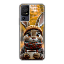 Печатный чехол «Зверята с кофе» для TCL 50 5G – Зайчик с кофе