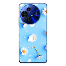 Чохол з Квітами для TCL 50 NxtPaper (ромашки на блакитному)