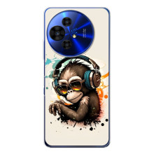 Чехол с Обезьянами TCL 50 Pro NxtPaper - (AlphaPrint) – Макака в наушниках