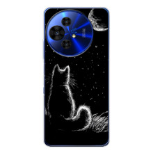 Чохол з принтом для TCL 50 Pro NxtPaper (AlphaPrint) Модні коти (Котик і місяць)
