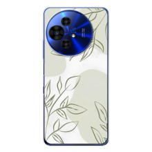 Чехол цветочный дизайн для TCL 50 Pro NxtPaper (Зелёный дизайн)
