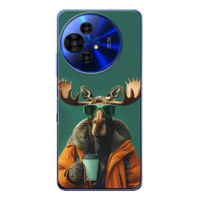 Чохол з принтом стильні тварини для ТСЛ 50 Про НxtPaper (Лось з кавою)