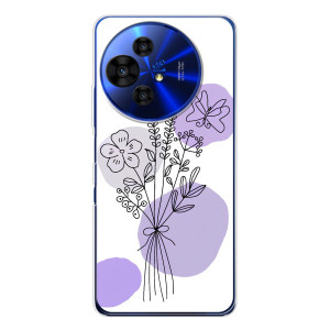 Силиконовый чехол с принтом в цветах на TCL 50 Pro NxtPaper