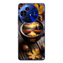 Чехол с уникальным дизайном «Осень с кофе» для TCL 50 Pro NxtPaper – Тёмный кофе
