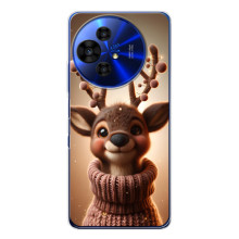 Яркий чехол для TCL 50 Pro NxtPaper с Зимними Оленятами – Олень в свитере