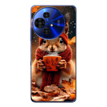 Печатный чехол «Зверята с кофе» для TCL 50 Pro NxtPaper – Белка с кофе