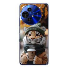 Печатный чехол «Зверята с кофе» для TCL 50 Pro NxtPaper – Тигр с кофе