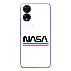 Силіконовый бампер з принтом "Наса" на TCL 505 – NASA на білому тлі