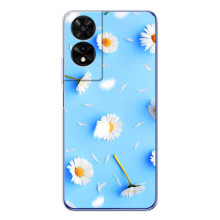 Чехол с Цветами для TCL 505 (ромашки на голубом)