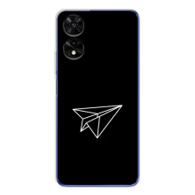 Чехол с картинками на черном фоне для TCL 505 – Самолетик