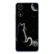 Чохол з принтом для TCL 505 (AlphaPrint) Модні коти (Котик і місяць)