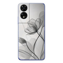 Чехол с цветочным принтом на <td>ТКЛ 505 </td> (Черные цветы)