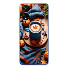 Чохол з унікальним дизайном 'Осінь з кавою' для TCL 505 – Кава і гарбузики