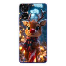 Яркий чехол для TCL 505 с Зимними Оленятами – Олень в шарфе