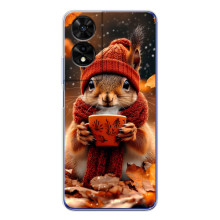 Печатный чехол «Зверята с кофе» для TCL 505 – Белка с кофе