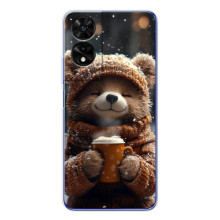 Печатный чехол «Зверята с кофе» для TCL 505 – Мишка с кофе