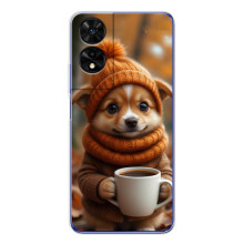 Печатный чехол «Зверята с кофе» для TCL 505 – Песик с кофе