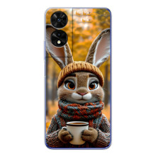 Печатный чехол «Зверята с кофе» для TCL 505 – Зайчик с кофе