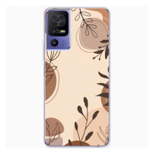 Чохол з квітковим принтом на TCL 605 – Коричневі квіти