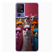Чохол з принтом стильні тварини для TCL 605 (Лами в окулярах)