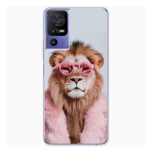 Чохол з принтом стильні тварини для TCL 605 (Лев в окулярах)