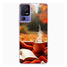 Чохол з унікальним дизайном 'Осінь з кавою' для TCL 605 – Кава і дощ