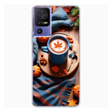 Чохол з унікальним дизайном 'Осінь з кавою' для TCL 605 – Кава і гарбузики