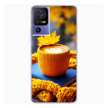 Чохол з унікальним дизайном 'Осінь з кавою' для TCL 605 – Кава з жовтим