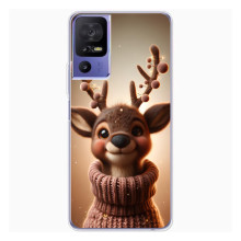 Яркий чехол для TCL 605 с Зимними Оленятами – Олень в свитере