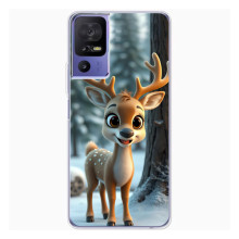 Яркий чехол для TCL 605 с Зимними Оленятами – Оленёнок в лесу