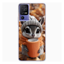 Печатный чехол «Зверята с кофе» для TCL 605