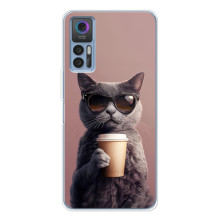 Чехол с принтом стильные животные для К23 5Джи (Кот с кофе)