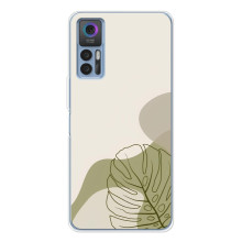 Силиконовый чехол с принтом в цветах на TCL K23 5G – Монстера зелёная