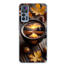 Чехол с уникальным дизайном «Осень с кофе» для TCL K23 5G – Тёмный кофе