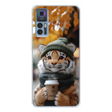 Печатный чехол «Зверята с кофе» для TCL K23 5G – Тигр с кофе