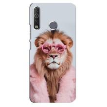 Чехол с принтом стильные животные для Техно Камон 12 Ейр (Лев в очках)