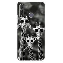 Силиконовый чехол с КАРТИНКАМИ лето для TECNO Camon 12 Air CC6 (AlphaPrint) (Жирафы в очках)