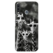 Силиконовый чехол с КАРТИНКАМИ лето для TECNO Camon 12 CC7 (AlphaPrint) (Жирафы в очках)